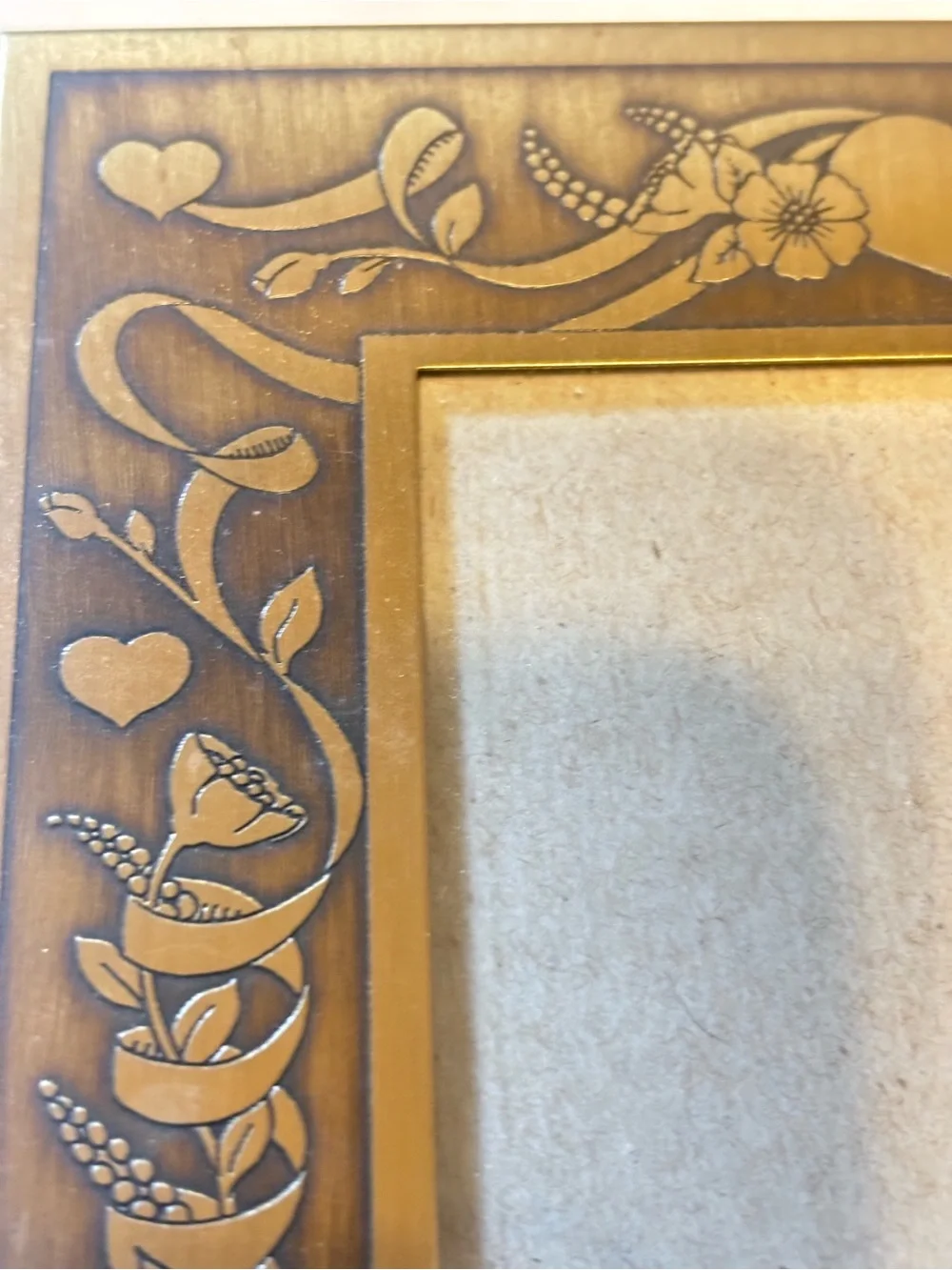 Carr Brass vintage Engraveable  Heart & Floral Photo Frame - like new